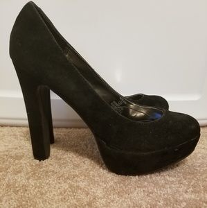 Black suede heels
